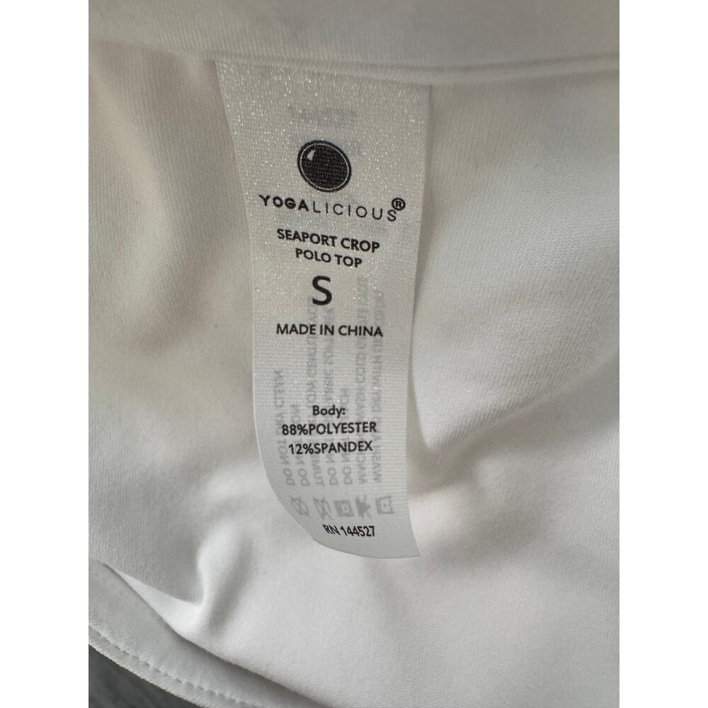 NEW YOGALICIOUS Seaport Johnny Collar Crop Polo Top Size S - Picture 3 of 3